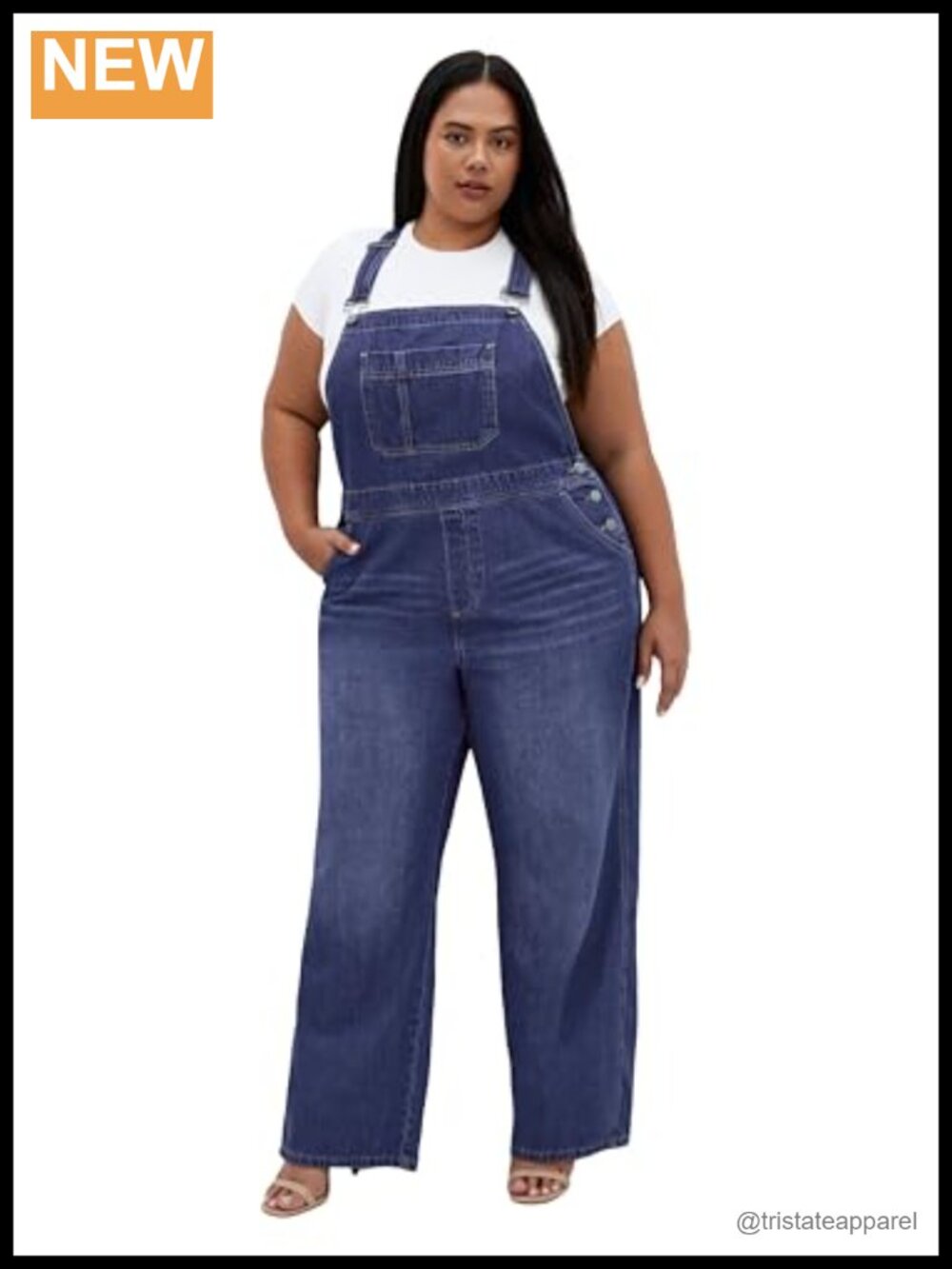 City Chic Women's Plus Size Wide-Leg Denim Overalls Pinafore